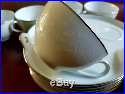 Set Of 6 Noritake Porcelain China 6450 Q Retina WithPlatinum Snack Plates WithCups