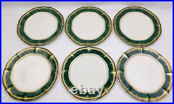 Set Of 6 Noritake SOLEMN EMERALD 7322 8-3/8 Salad Plates Green Gold Rims