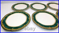 Set Of 6 Noritake SOLEMN EMERALD 7322 8-3/8 Salad Plates Green Gold Rims