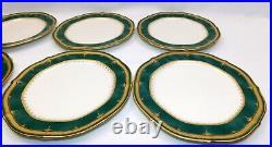 Set Of 6 Noritake SOLEMN EMERALD 7322 8-3/8 Salad Plates Green Gold Rims