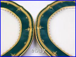 Set Of 6 Noritake SOLEMN EMERALD 7322 8-3/8 Salad Plates Green Gold Rims