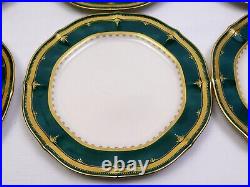 Set Of 6 Noritake SOLEMN EMERALD 7322 8-3/8 Salad Plates Green Gold Rims