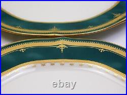 Set Of 6 Noritake SOLEMN EMERALD 7322 8-3/8 Salad Plates Green Gold Rims