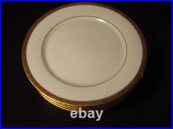 Set Of Eight Noritake Contemporary Essex Gold Dinner Plates