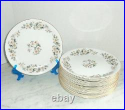 Set of 12 Noritake China Japan N163 White Flowers Gold Rim 8 inch Salad Plates
