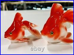 Set of 2 Vintage Noritake Bone China Nippon Toki Japan Kingyo Fish Koi Figurine
