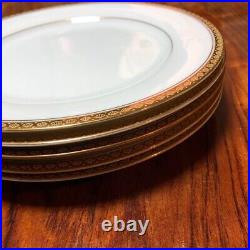 Set of 5 Noritake Richmond Gold Rim 23 cm Dinner Plates Pristine Cream No Box