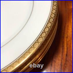 Set of 5 Noritake Richmond Gold Rim 23 cm Dinner Plates Pristine Cream No Box