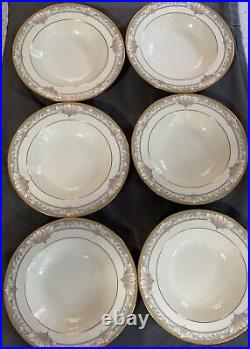 Set of 6 Noritake BARRYMORE #9737 Bone China Flat Rim 8.25 Soup Bowls Minty