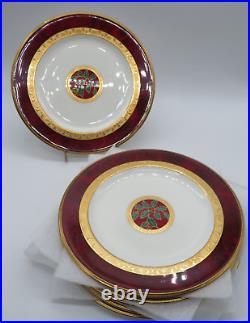 Set of 6 Noritake Hemingway Holiday Accent Salad Plate Bone/Marble Red/Gold