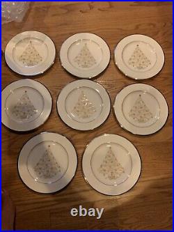 Set of 8 Palace Christmas Platinum by Noritake Salad Plates Perfect Condition