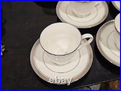 Set of EIGHT Noritake Ardmore Platinum 7601 Cups & Saucers EXC
