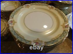 Stunning Noritake Celeste Turquoise Rose Gold 80 Pc China Dinnerware Service