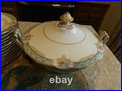 Stunning Noritake Celeste Turquoise Rose Gold 80 Pc China Dinnerware Service