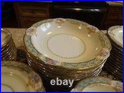 Stunning Noritake Celeste Turquoise Rose Gold 80 Pc China Dinnerware Service