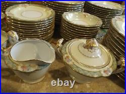 Stunning Noritake Celeste Turquoise Rose Gold 80 Pc China Dinnerware Service