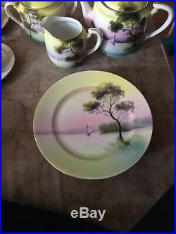 VINTAGE NORITAKE CHINA TEA SET Plates BEAUTIFUL GOLD TRIM SERVES 6 Hand Painted