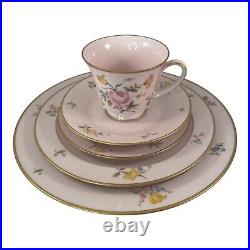 VTG Noritake Pink Bridal Rose Gold Trim Porcelain 5 Piece Place Setting 8102