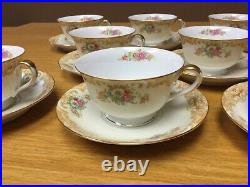 Vintage 1930s NORITAKE M China (8 Sets) Footed Cups & Saucers Excellent