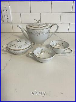 Vintage 1959-64-Noritake China Tea Set-Claridge-Teapot-sugar Bowl-2 Cups