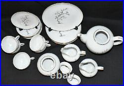 Vintage 24pc Tea Set China Teapot Creamer Sugar Plates Cups SPRING OAK Japan
