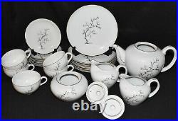 Vintage 24pc Tea Set China Teapot Creamer Sugar Plates Cups SPRING OAK Japan
