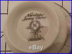 Vintage 92 Pc. Noritake Ivory China Dinner Set 7055 Burgundy