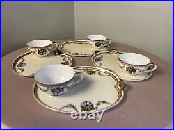 Vintage Art Deco Noritake teacup and dessert plates 4pc. Red stamp/hand painted