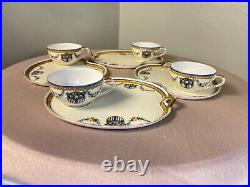Vintage Art Deco Noritake teacup and dessert plates 4pc. Red stamp/hand painted