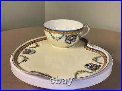 Vintage Art Deco Noritake teacup and dessert plates 4pc. Red stamp/hand painted