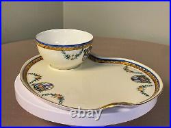 Vintage Art Deco Noritake teacup and dessert plates 4pc. Red stamp/hand painted