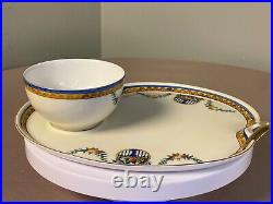 Vintage Art Deco Noritake teacup and dessert plates 4pc. Red stamp/hand painted