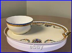 Vintage Art Deco Noritake teacup and dessert plates 4pc. Red stamp/hand painted