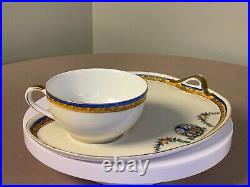Vintage Art Deco Noritake teacup and dessert plates 4pc. Red stamp/hand painted