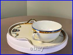Vintage Art Deco Noritake teacup and dessert plates 4pc. Red stamp/hand painted