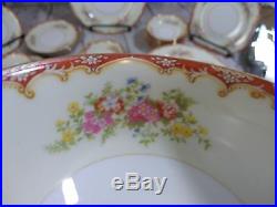 Vintage NORITAKE Porcelain Fine China set 28 PC Decorative Gold Trim Red Elegant
