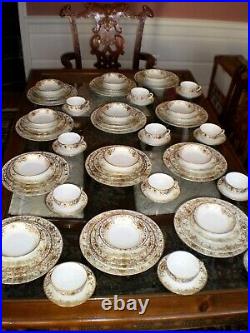 Vintage Noritake 12 place settings Fine China Dinnerware, 81 pcs, white, gilded