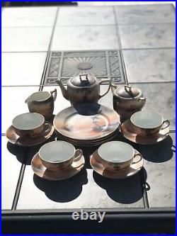 Vintage Noritake 4 Person Tea Set Scenic Tree In Meadow Pattern