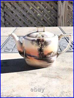 Vintage Noritake 4 Person Tea Set Scenic Tree In Meadow Pattern