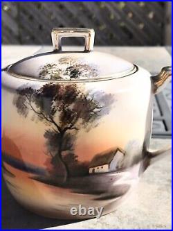 Vintage Noritake 4 Person Tea Set Scenic Tree In Meadow Pattern