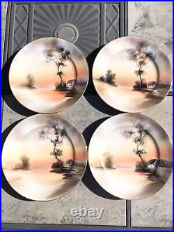 Vintage Noritake 4 Person Tea Set Scenic Tree In Meadow Pattern
