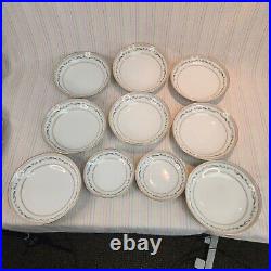 Vintage Noritake 5695 37pc Dishes Set Japan Pink Green White Plates Bowls Cups