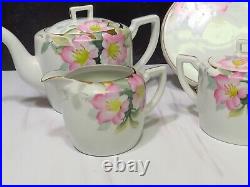 Vintage Noritake Azalea Pattern China Teapot Sugar Bowl Creamer Trivet Set Japan
