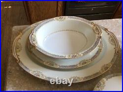 Vintage Noritake Blue Foral Gold Scroll 91 Pc China Dinnerware Set Occ. Japan