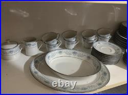 Vintage Noritake Blue Hill 2482 China 8-Person Set, Elegant Blue Floral &