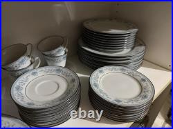 Vintage Noritake Blue Hill 2482 China 8-Person Set, Elegant Blue Floral &