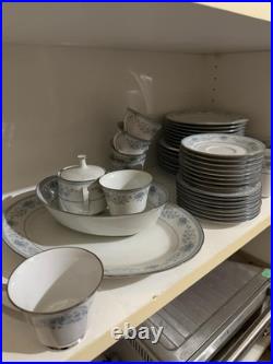 Vintage Noritake Blue Hill 2482 China 8-Person Set, Elegant Blue Floral &