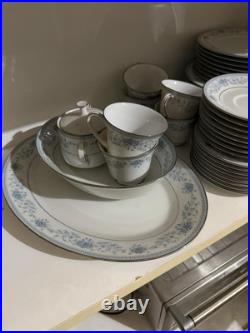 Vintage Noritake Blue Hill 2482 China 8-Person Set, Elegant Blue Floral &