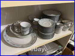 Vintage Noritake Blue Hill 2482 China 8-Person Set, Elegant Blue Floral &