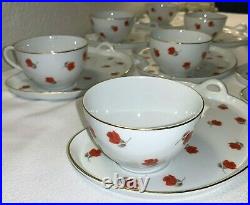 Vintage Noritake Bone China Rosette Snack Plate & Teacup Eight Sets